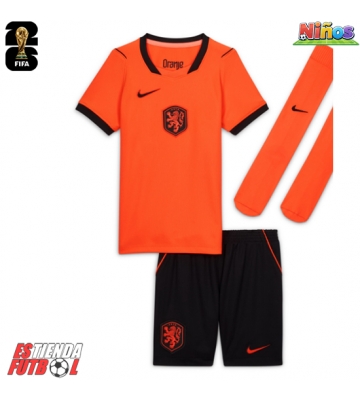 Países Bajos Primera Equipación Niños Mundial 2026 Manga Corta (+ Pantalones cortos)